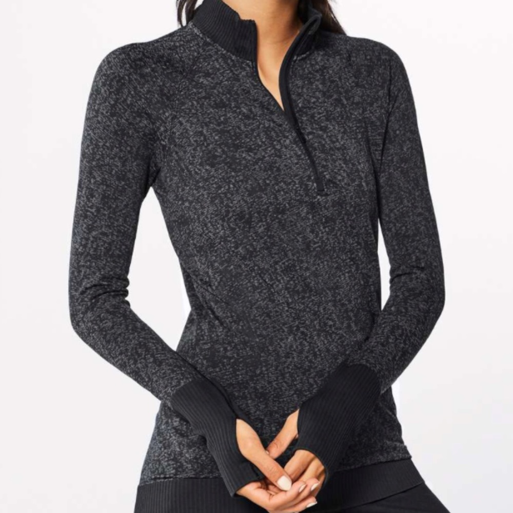 Lululemon Half-Zip Long-Sleeve Top - Black/Dark Cast - Size 6